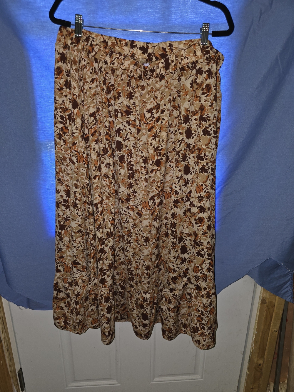 BloomChic Floral Maxi Skirt in Tan and Brown